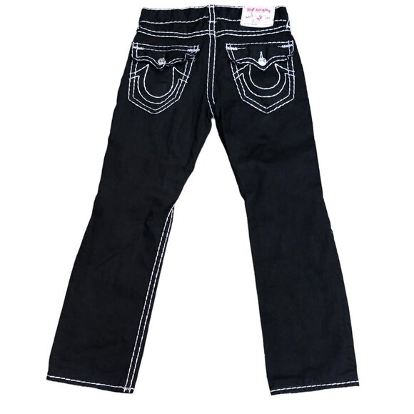 Vintage True Religion Jeans Size 32 STRAIGHT SUPER T BLACK WHITE STITCH - Picture 6 of 9